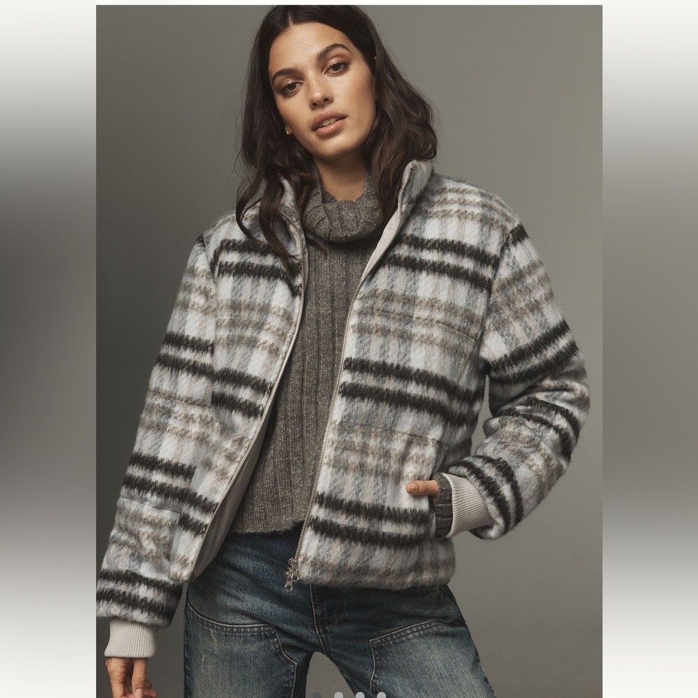 Anthropologie Central Park West Brushed Zip-Up Bomber Jacket